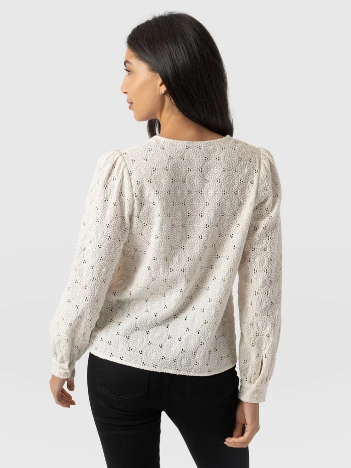 Tabitha Blouse 8211 Cream Broderie Cream Broderie Women Saint And Sofia Blouses and Shirts