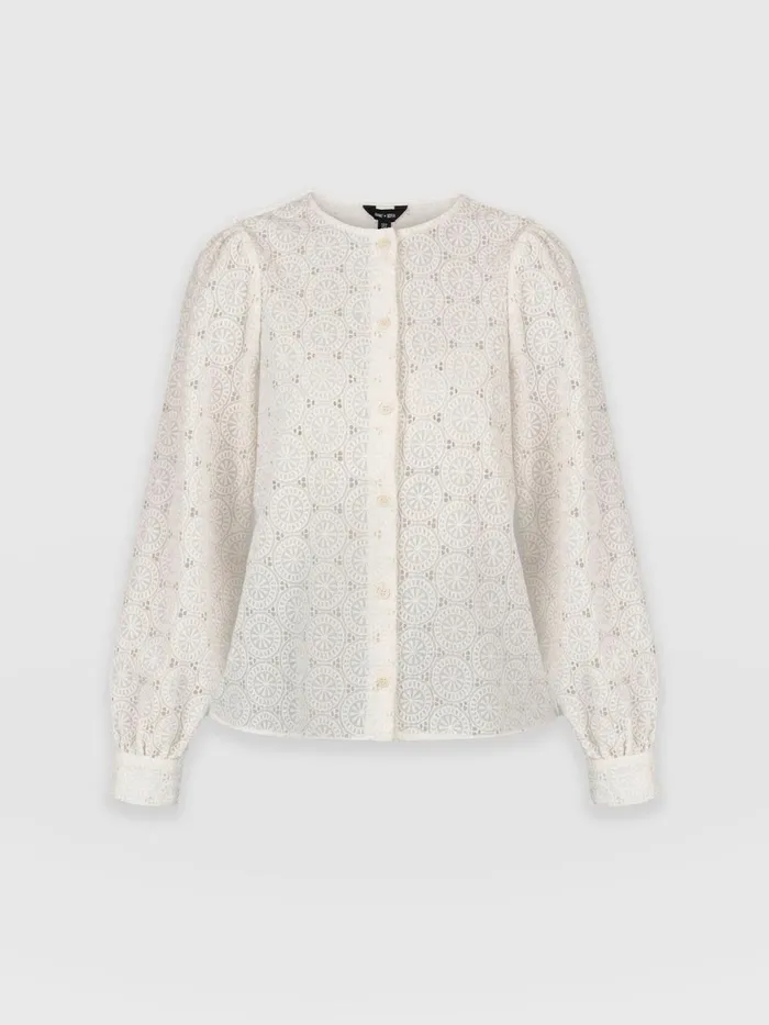 Tabitha Blouse 8211 Cream Broderie Cream Broderie Women Saint And Sofia Blouses and Shirts
