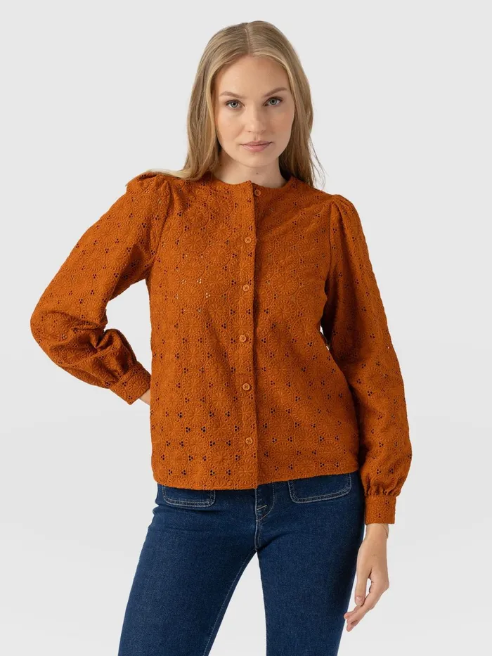 Tabitha Blouse 8211 Tan Tan Women Saint And Sofia Blouses and Shirts
