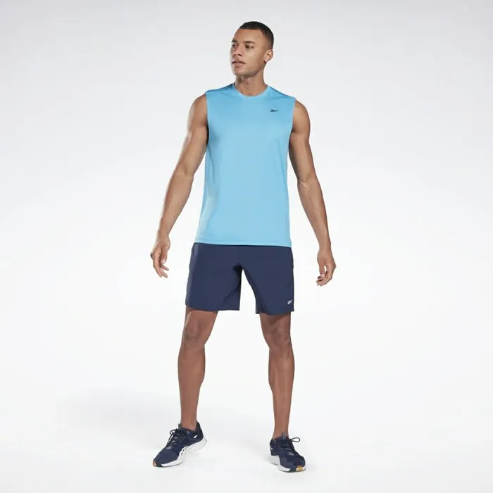 Tank Tops Mens Reebok Workout Ready Sleeveless Tech TShirt Aqua