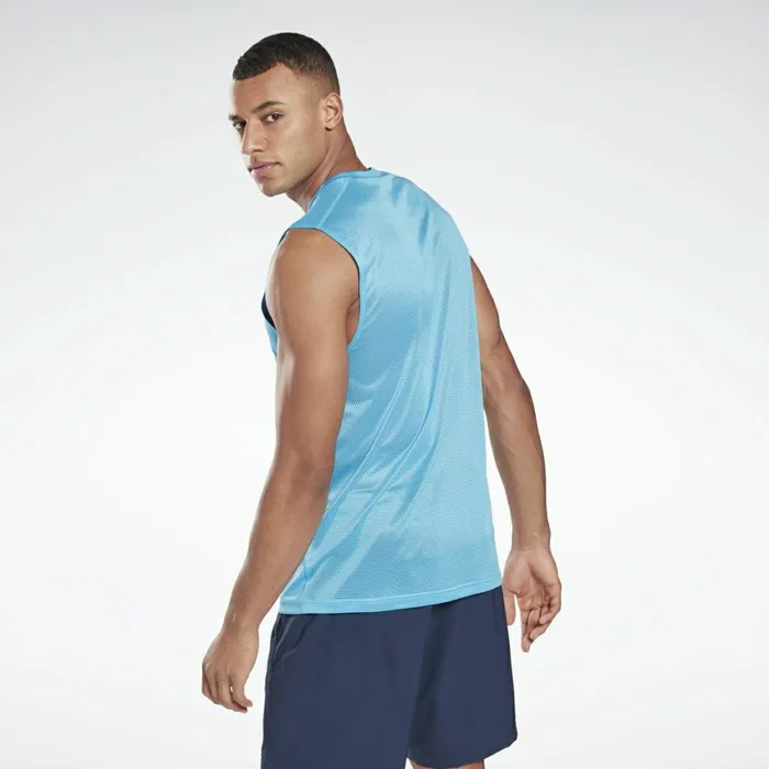 Tank Tops Mens Reebok Workout Ready Sleeveless Tech TShirt Aqua