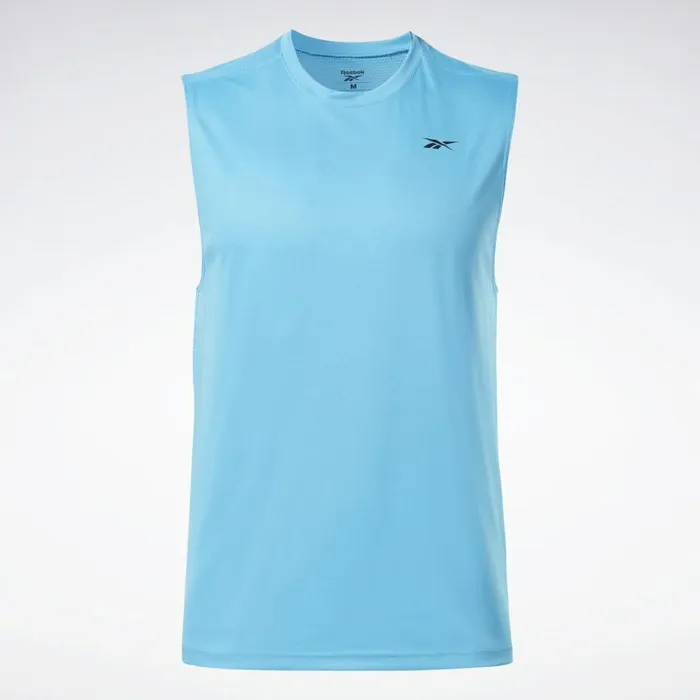 Tank Tops Mens Reebok Workout Ready Sleeveless Tech TShirt Aqua