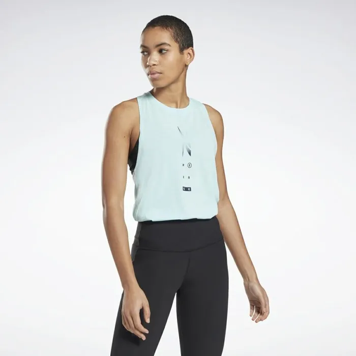 Tank Tops Womens Reebok ActivchillCotton Graphic Tank Top Digital Glow