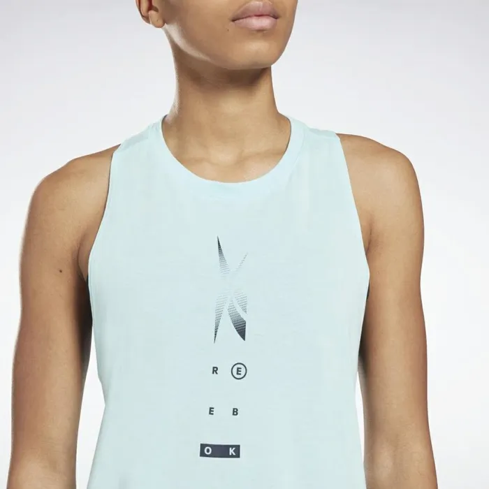 Tank Tops Womens Reebok ActivchillCotton Graphic Tank Top Digital Glow