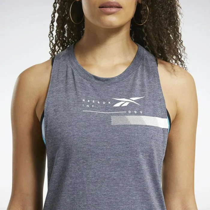 Tank Tops Womens Reebok ACTIVCHILLCOTTON Graphic Tank Top Vector Navy
