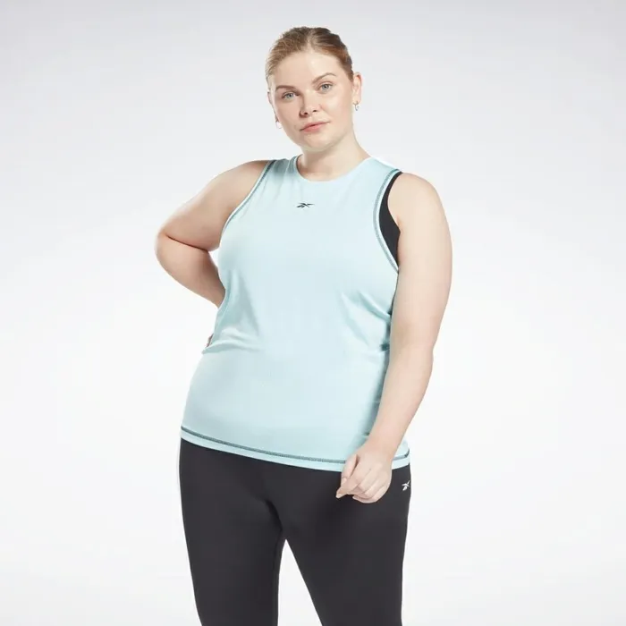 Tank Tops Womens Reebok Workout Ready Mesh Tank Top Plus Size Digital Glow