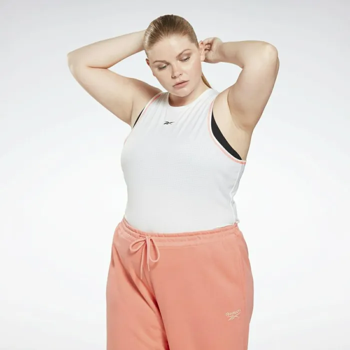 Tank Tops Womens Reebok Workout Ready Mesh Tank Top Plus Size White