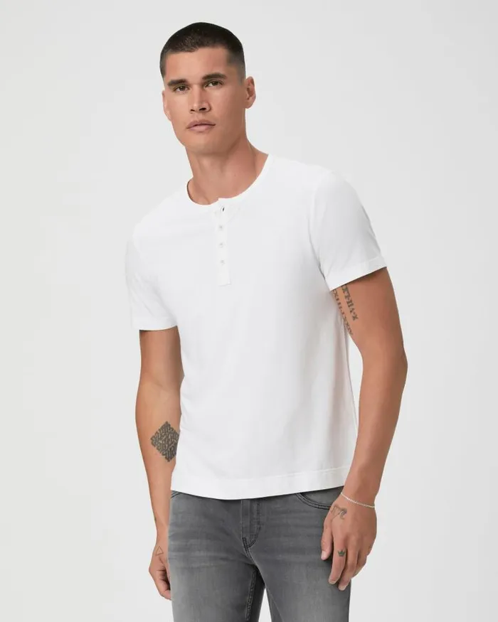 Tees Men PAIGE Harwood Short Sleeve Henley 8211 Fresh White