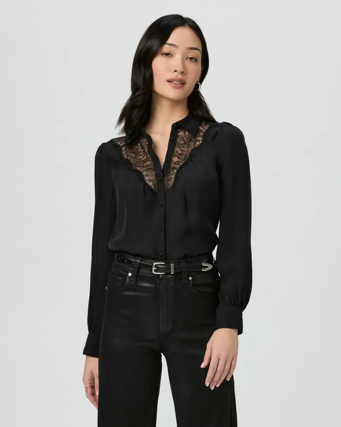 Tops and Blouses Women PAIGE Clairette Blouse 8211 Black Silk