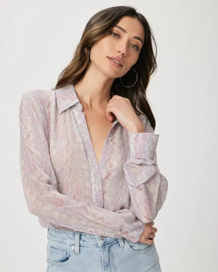 Tops and Blouses Women PAIGE Exclusive Candice Shirt 8211 Pastel Multi Silk