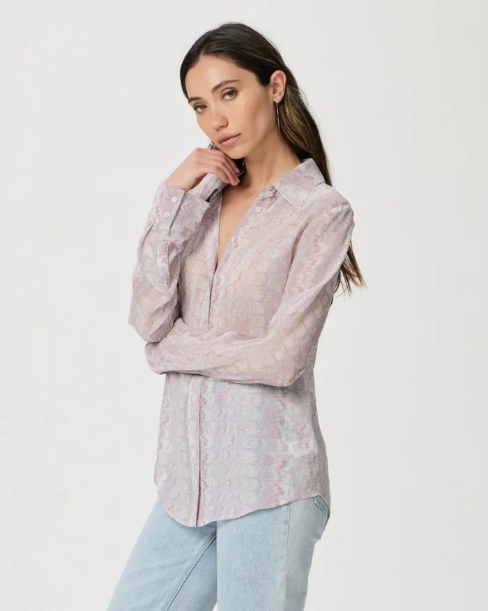 Tops and Blouses Women PAIGE Exclusive Candice Shirt 8211 Pastel Multi Silk Tops and Blouses Women PAIGE Exclusive Candice Shirt 8211 Pastel Multi Silk