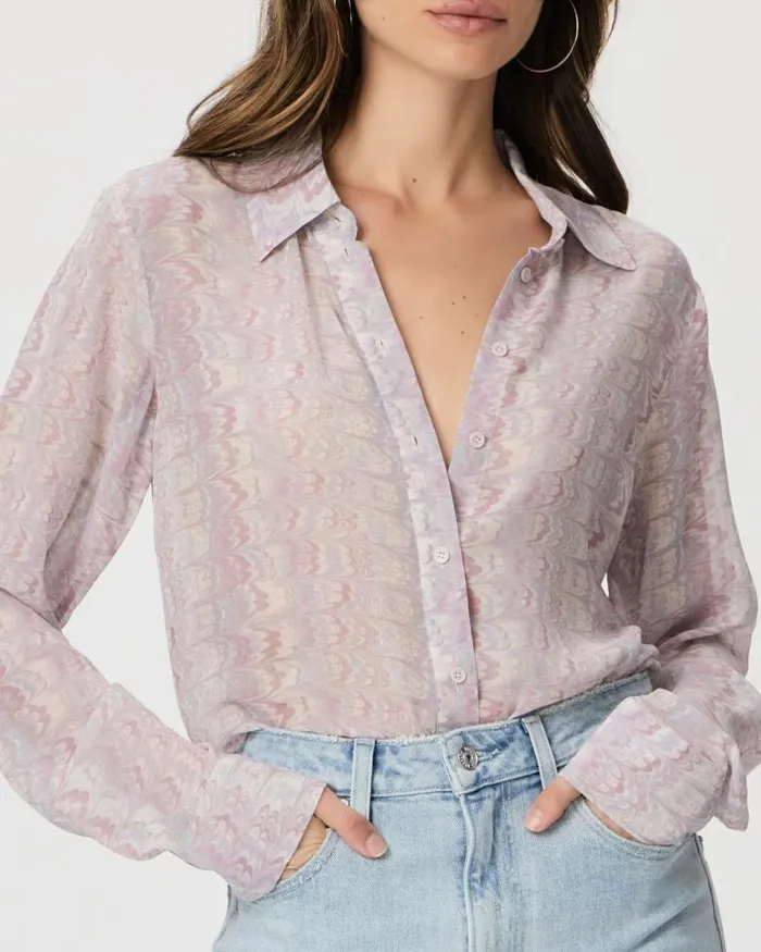 Tops and Blouses Women PAIGE Exclusive Candice Shirt 8211 Pastel Multi Silk Tops and Blouses Women PAIGE Exclusive Candice Shirt 8211 Pastel Multi Silk
