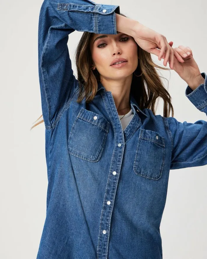 Tops and Blouses Women PAIGE Georgie Denim Shirt 8211 Heston