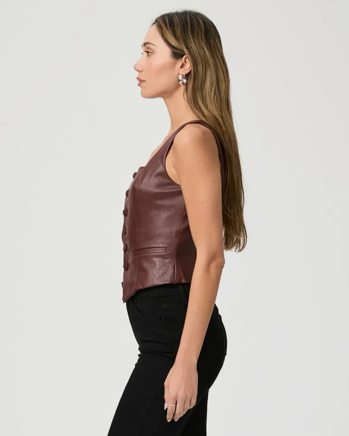 Tops and Blouses Women PAIGE Irene Top 8211 Rum Raisin Faux Leather Tops and Blouses Women PAIGE Irene Top 8211 Rum Raisin Faux Leather