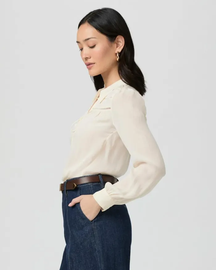 Tops and Blouses Women PAIGE Marabella Blouse 8211 Buttercream Silk Tops and Blouses Women PAIGE Marabella Blouse 8211 Buttercream Silk