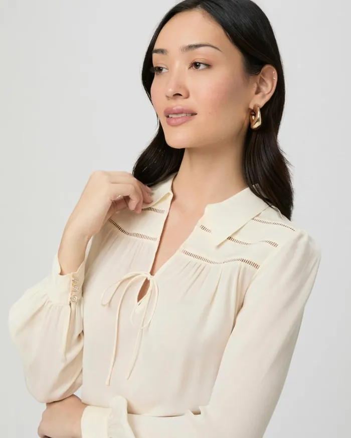Tops and Blouses Women PAIGE Marabella Blouse 8211 Buttercream Silk Tops and Blouses Women PAIGE Marabella Blouse 8211 Buttercream Silk