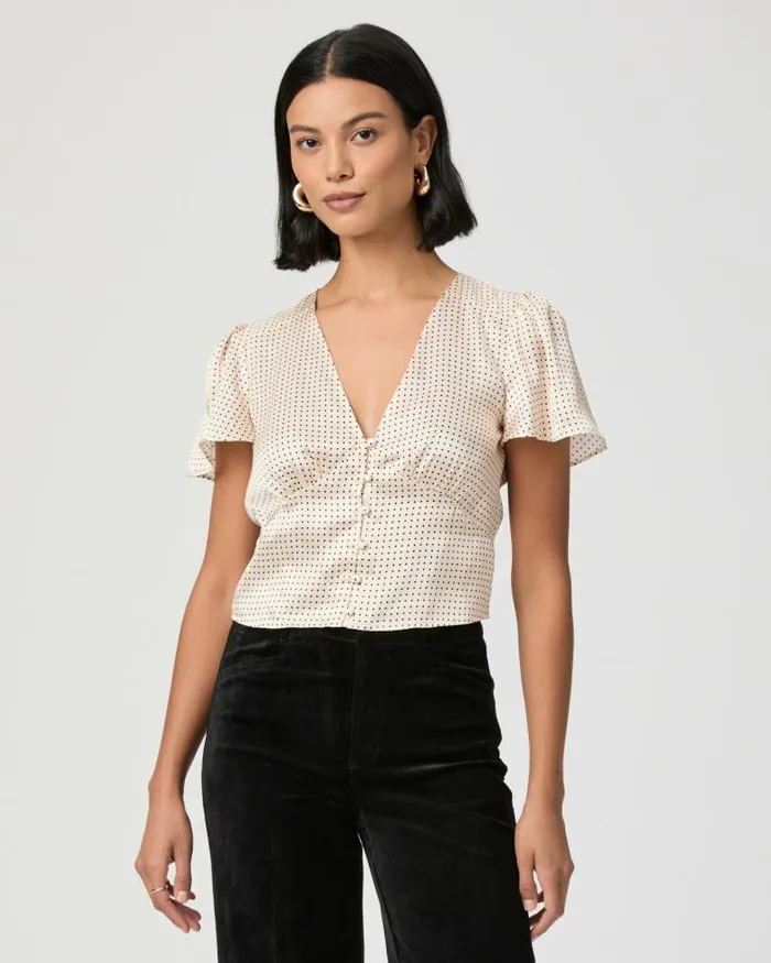 Tops and Blouses Women PAIGE Miso Top 8211 TravertineBlack Silk Tops and Blouses Women PAIGE Miso Top 8211 TravertineBlack Silk