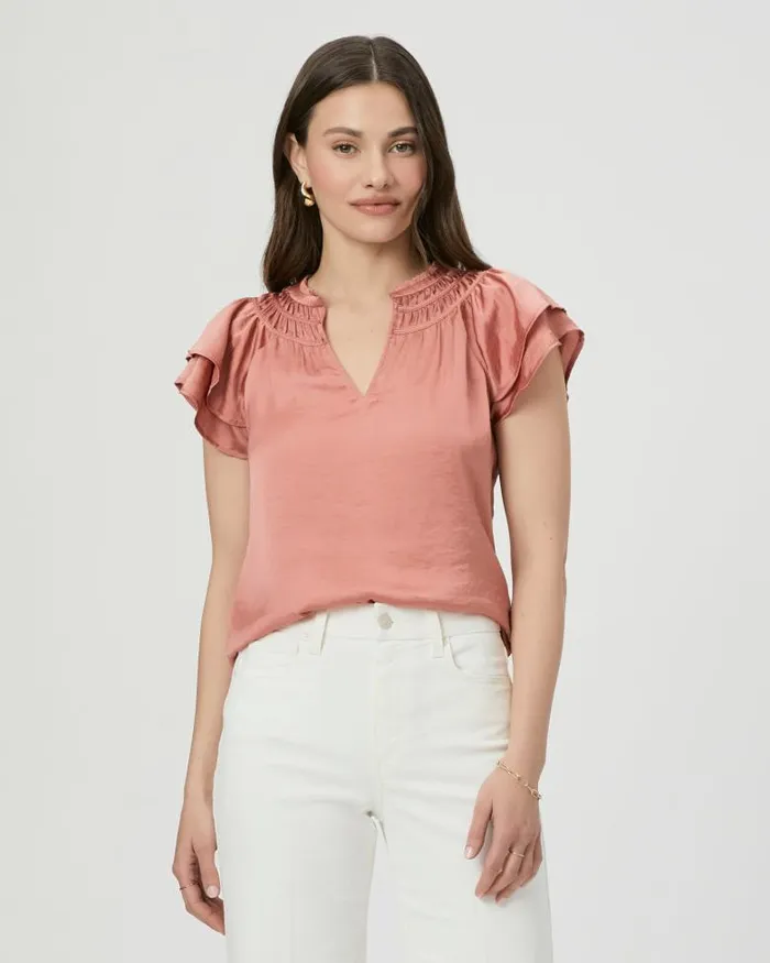 Tops and Blouses Women PAIGE Moriah Top 8211 Pink Terracotta