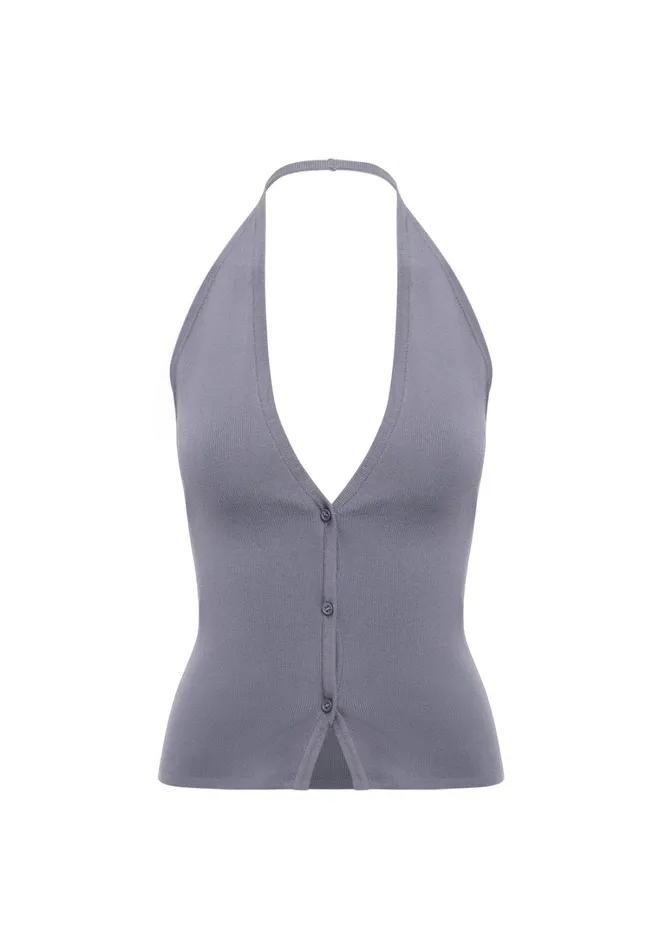 Tops Women Lioness Fashion BRAT HALTER TOP Slate Tops Women Lioness Fashion BRAT HALTER TOP Slate