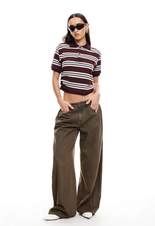 Tops Women Lioness Fashion LEISURE POLO Chocolate Multi Tops Women Lioness Fashion LEISURE POLO Chocolate Multi