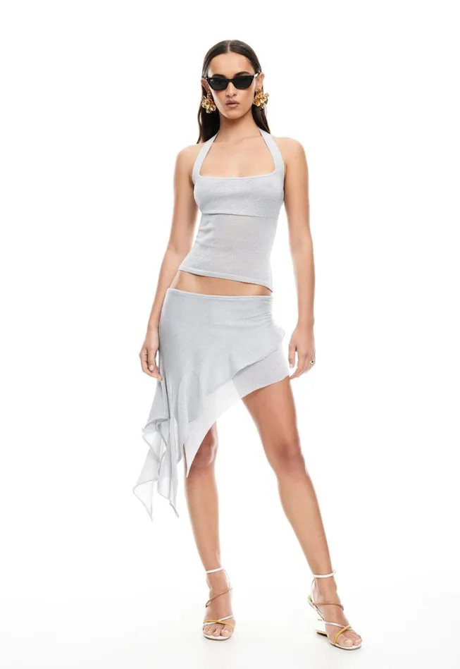 Tops Women Lioness Fashion PALISADES HALTER TOP Silver Tops Women Lioness Fashion PALISADES HALTER TOP Silver