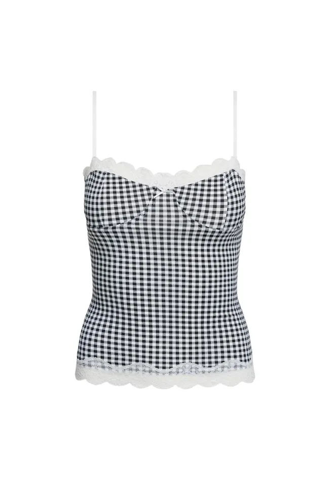 Tops Women Lioness Fashion TOP MODEL CAMI Black Check Tops Women Lioness Fashion TOP MODEL CAMI Black Check