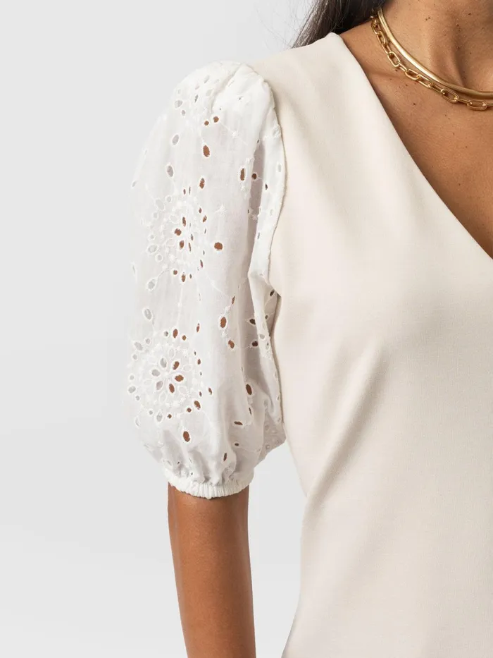 Tori Puff Sleeve Top 8211 Cream Broderie Cream Broderie Women Saint And Sofia Casual Tops