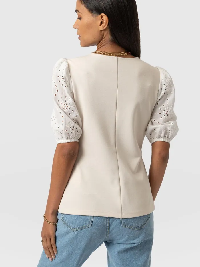 Tori Puff Sleeve Top 8211 Cream Broderie Cream Broderie Women Saint And Sofia Casual Tops