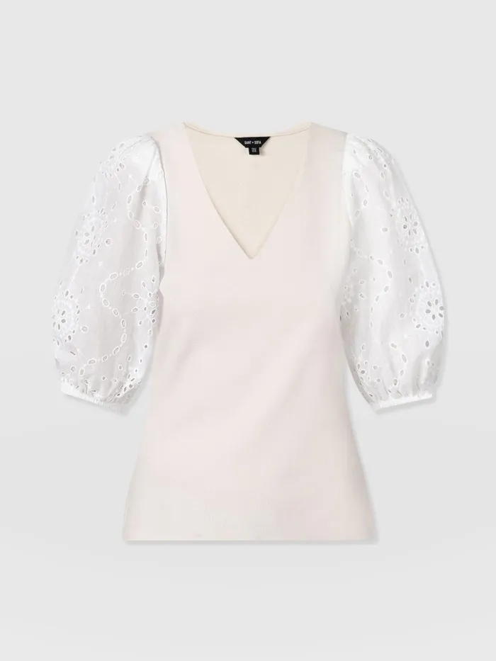 Tori Puff Sleeve Top 8211 Cream Broderie Cream Broderie Women Saint And Sofia Casual Tops