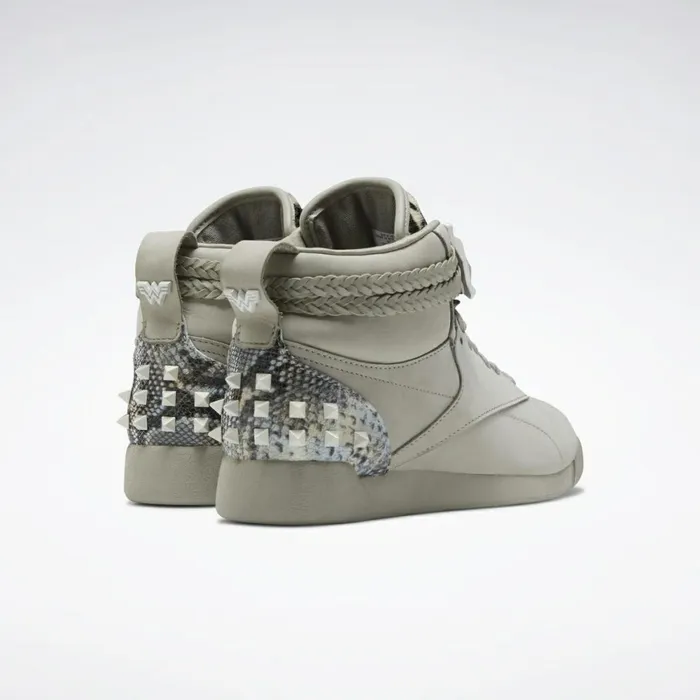 Training Shoes Womens Reebok Freestyle Hi Shoes Shady Grey Shady Grey Fearless Purple