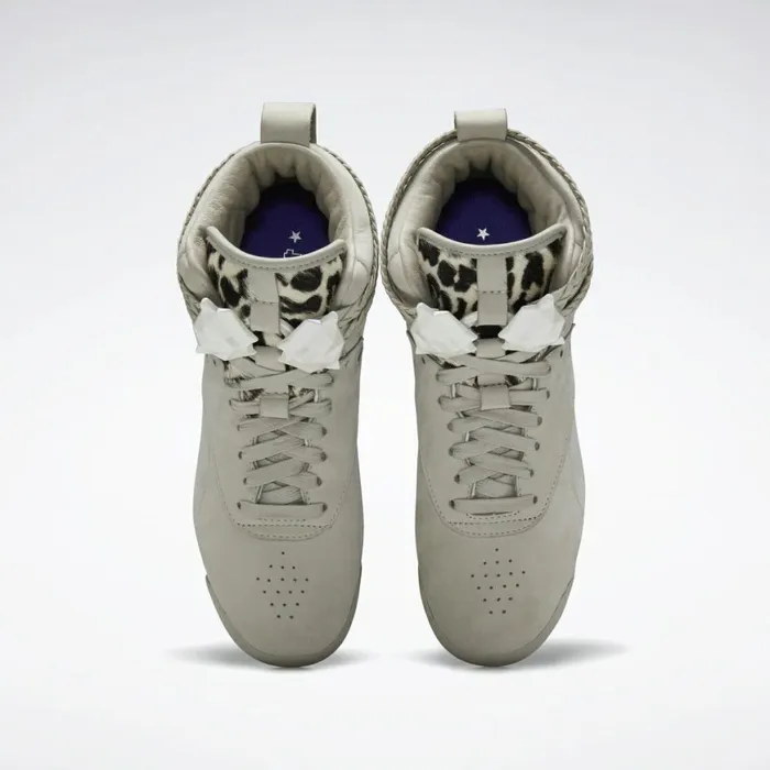Training Shoes Womens Reebok Freestyle Hi Shoes Shady Grey Shady Grey Fearless Purple