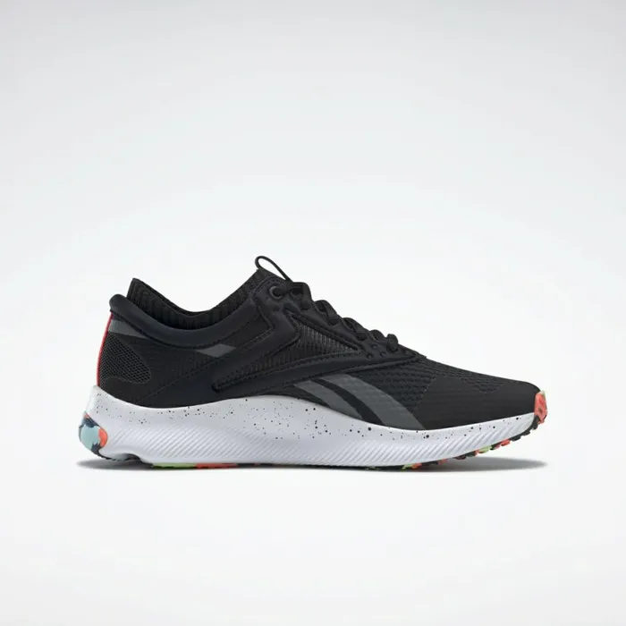 Training Shoes Womens Reebok HIIT Shoes Black White Orange Flare