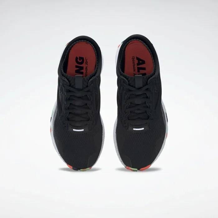 Training Shoes Womens Reebok HIIT Shoes Black White Orange Flare