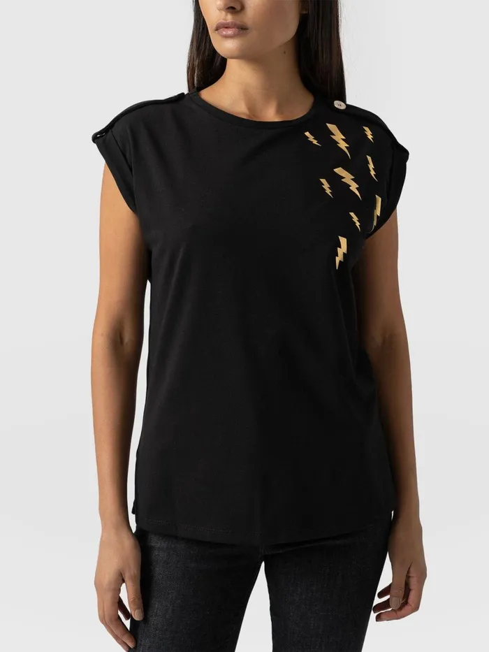 Turn Up Tee 8211 Black Lightning Black Lightning Women Saint And Sofia TShirts and Tanks