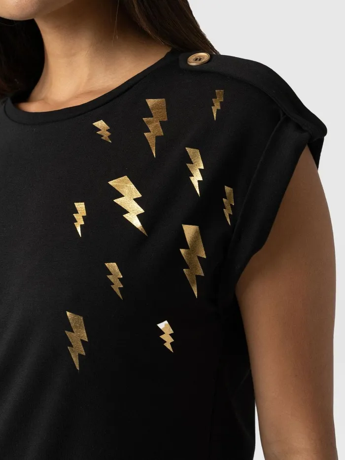 Turn Up Tee 8211 Black Lightning Black Lightning Women Saint And Sofia TShirts and Tanks