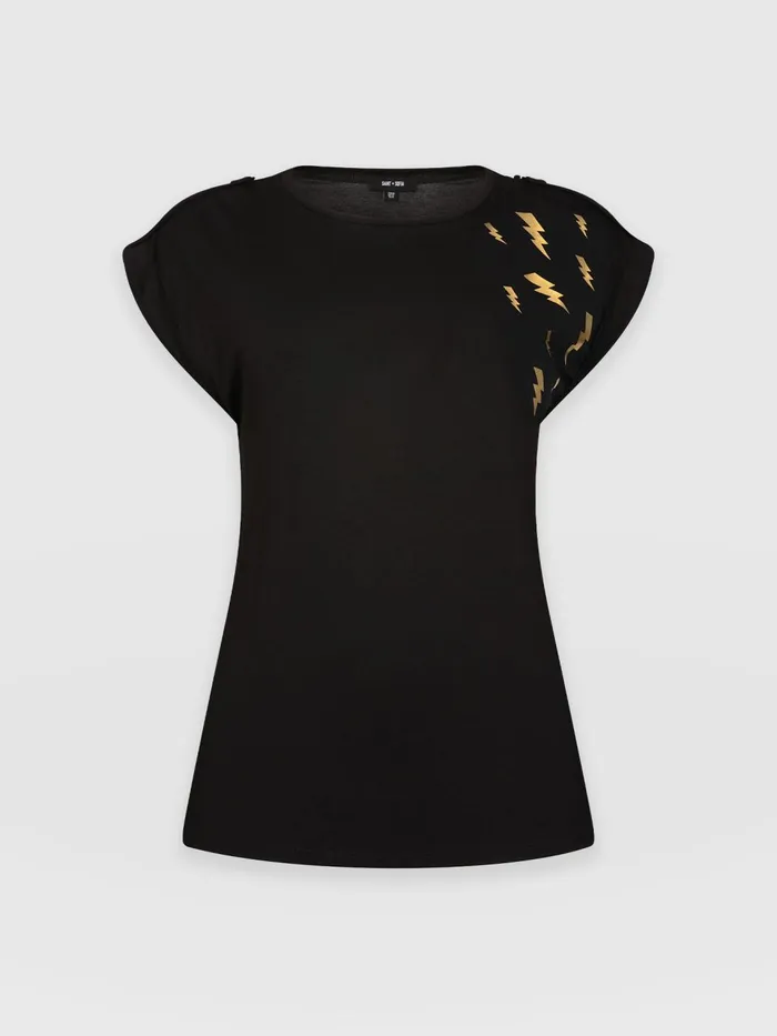 Turn Up Tee 8211 Black Lightning Black Lightning Women Saint And Sofia TShirts and Tanks
