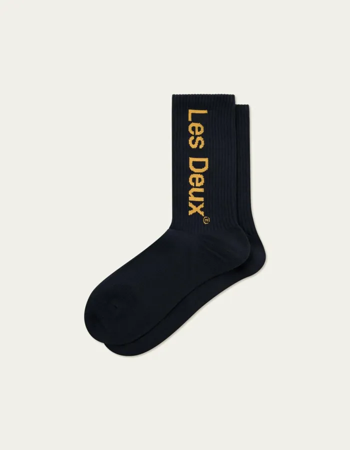 Underwear Men Les Deux Brody Rib Socks 2Pack 8211 Dark NavyMustard Yellow