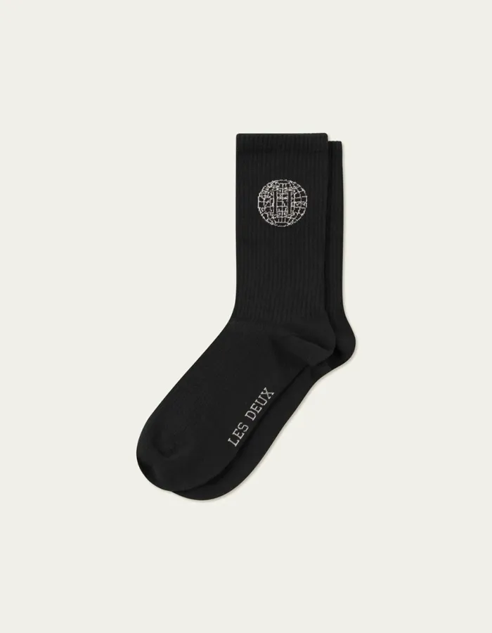 Underwear Men Les Deux Globe Rib 2Pack Socks 8211 BlackLight Desert Sand