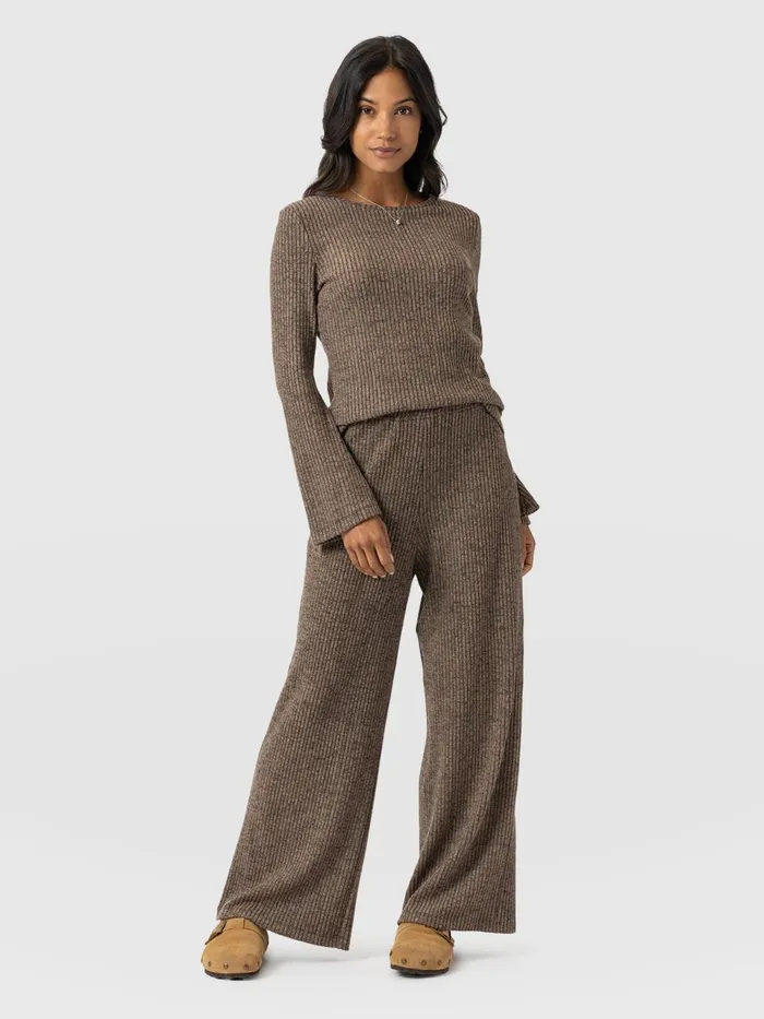 Victory Rib Wide Leg Pant 8211 Beige Beige Women Saint And Sofia Pants