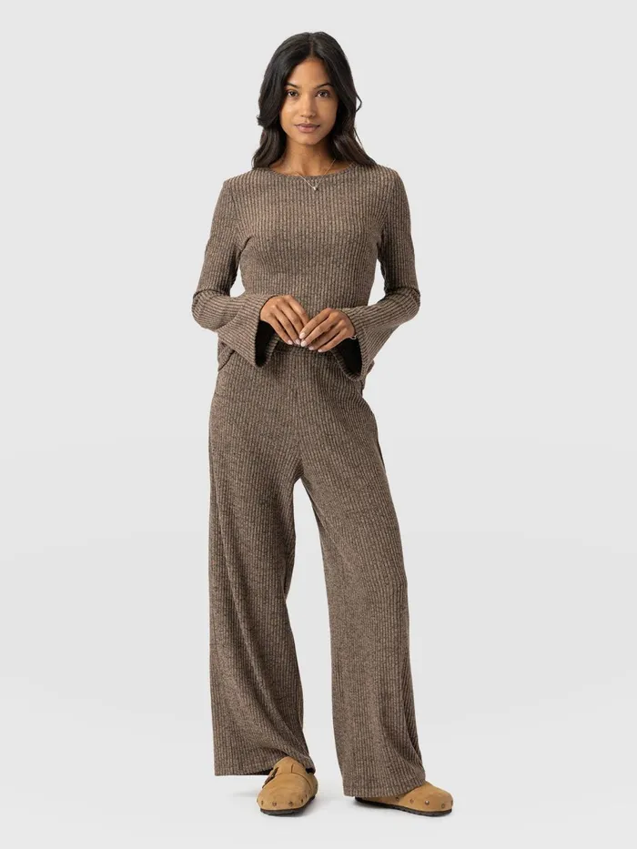 Victory Rib Wide Leg Pant 8211 Beige Beige Women Saint And Sofia Pants