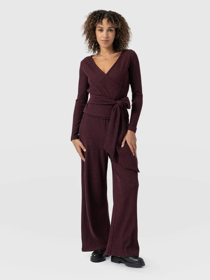 Victory Rib Wide Leg Pant 8211 Burgundy Burgundy Women Saint And Sofia Pants