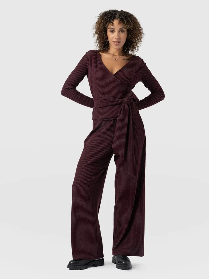 Victory Rib Wide Leg Pant 8211 Burgundy Burgundy Women Saint And Sofia Pants