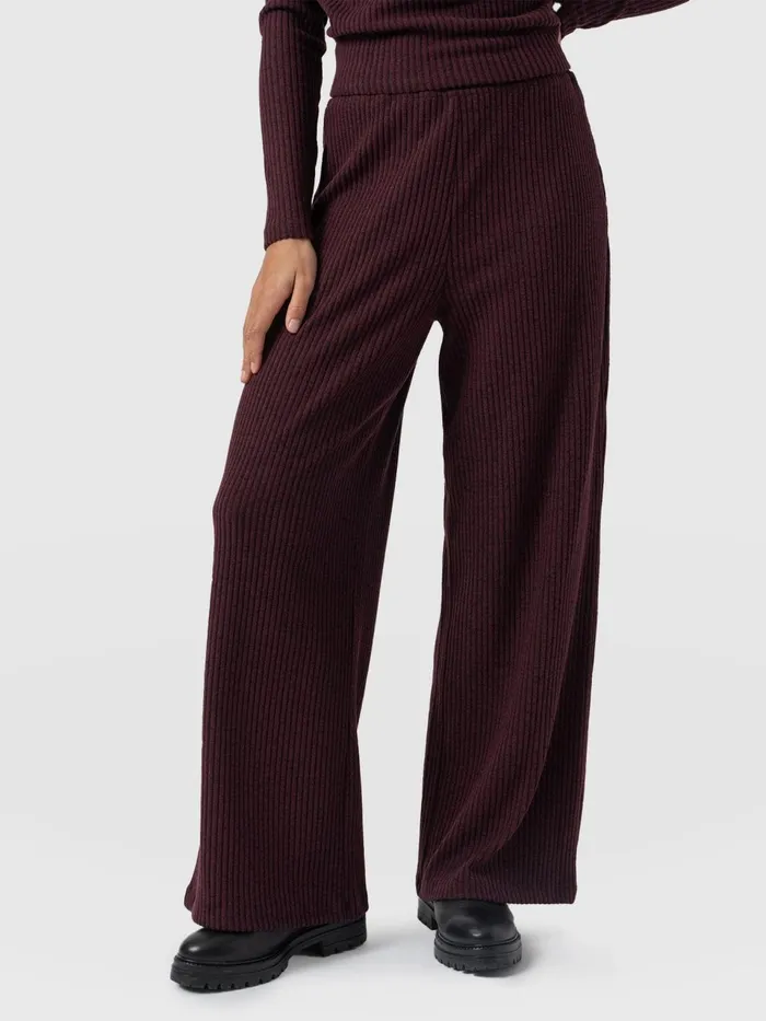 Victory Rib Wide Leg Pant 8211 Burgundy Burgundy Women Saint And Sofia Pants