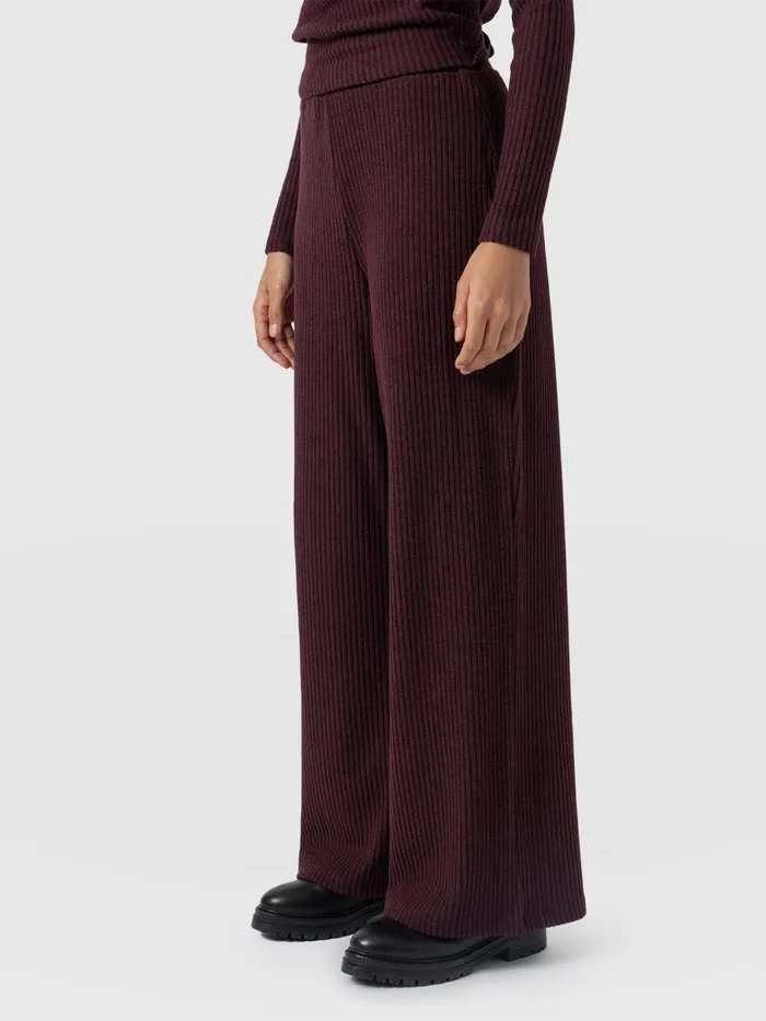 Victory Rib Wide Leg Pant 8211 Burgundy Burgundy Women Saint And Sofia Pants