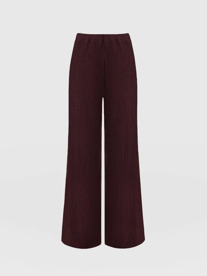 Victory Rib Wide Leg Pant 8211 Burgundy Burgundy Women Saint And Sofia Pants