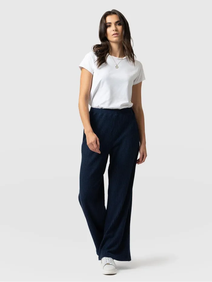 Victory Rib Wide Leg Pant 8211 Navy Navy Women Saint And Sofia Pants