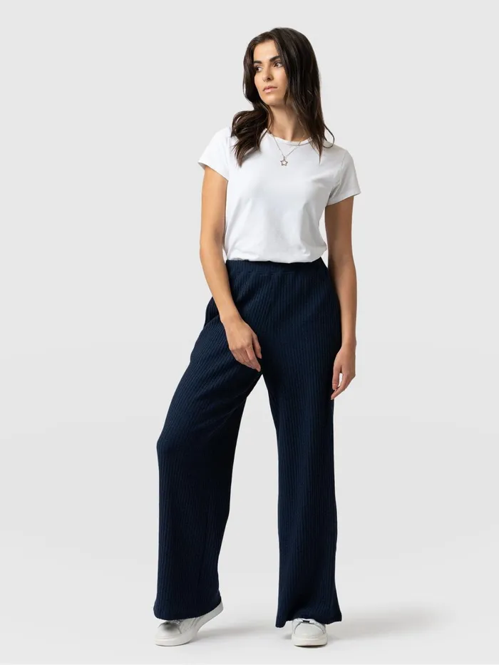 Victory Rib Wide Leg Pant 8211 Navy Navy Women Saint And Sofia Pants
