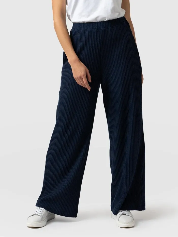 Victory Rib Wide Leg Pant 8211 Navy Navy Women Saint And Sofia Pants