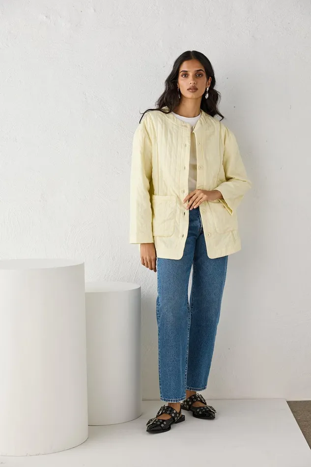 VRG GRL JacketsCoats Mona Jacket Butter 8211 Women VRG GRL JacketsCoats Mona Jacket Butter 8211 Women