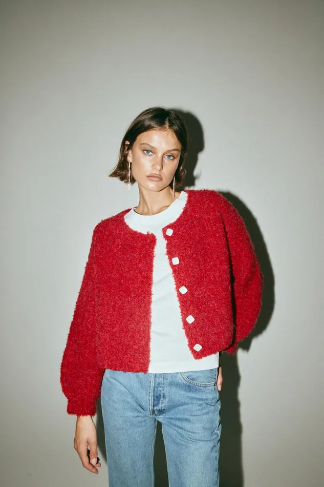 VRG GRL JumpersSweaters Elsie Knit Cardigan Chilli 8211 Women